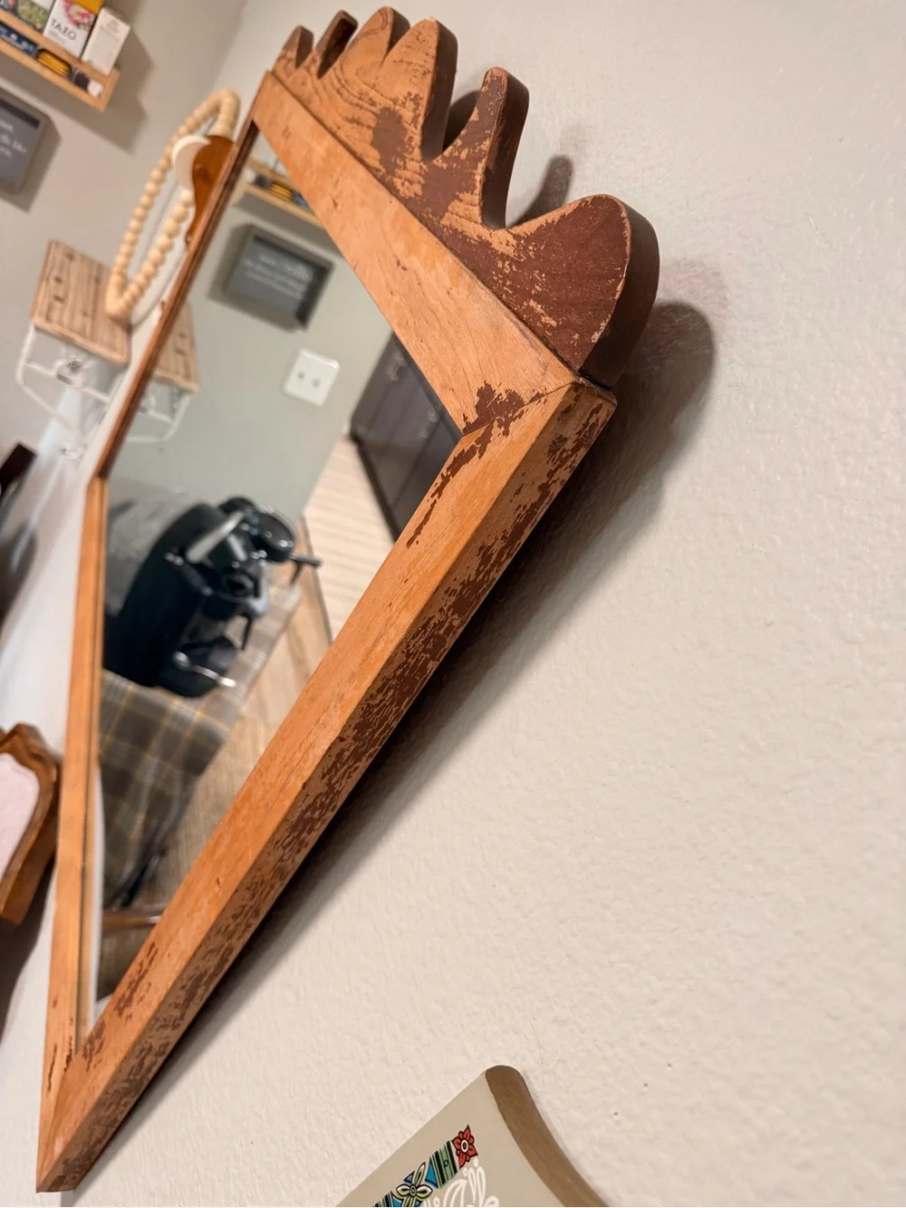 Antique Scalloped Wood Mirror